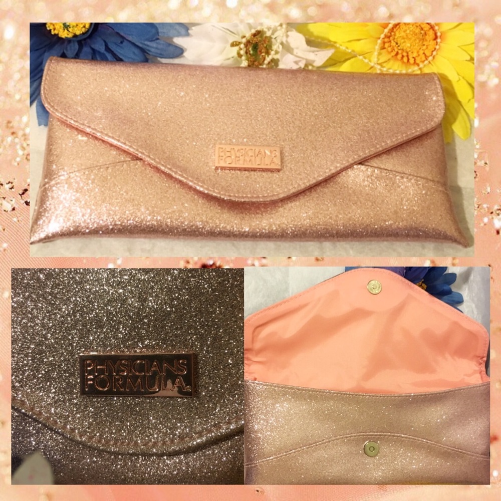 Peaches & Cream Glitter Handheld Envelope Glam Clutch Purse Handbag